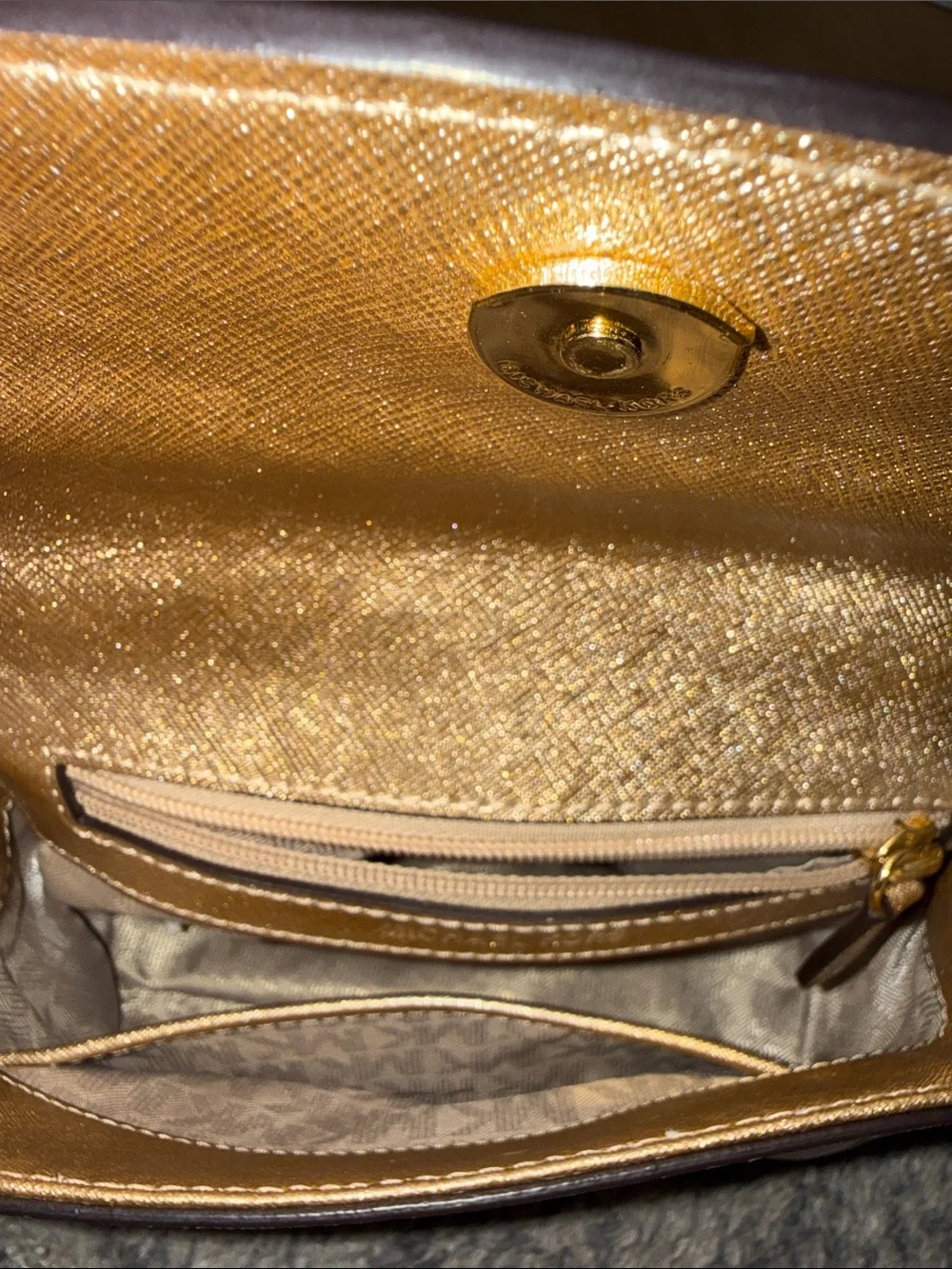 Michael Kors Ava Small Satchel in Metallic Gold Champagne finish